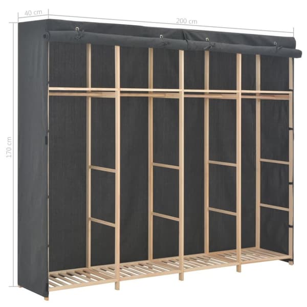 vidaXL klædeskab 200 x 40 x 170 cm stof grå