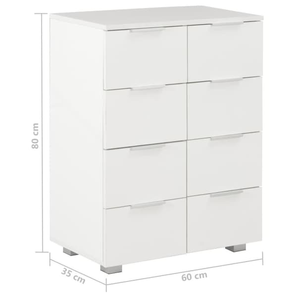 vidaXL Skjenk høyglans hvit 60x35x80 cm sponplate