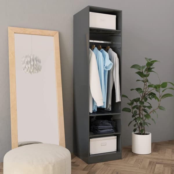vidaXL klædeskab 50 x 50 x 200 cm spånplade grå højglans