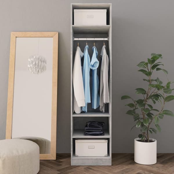 vidaXL Garderobe betonggrå 50x50x200 cm sponplate