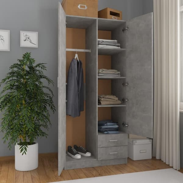 vidaXL Garderob betonggrå 80x52x180 cm spånskiva