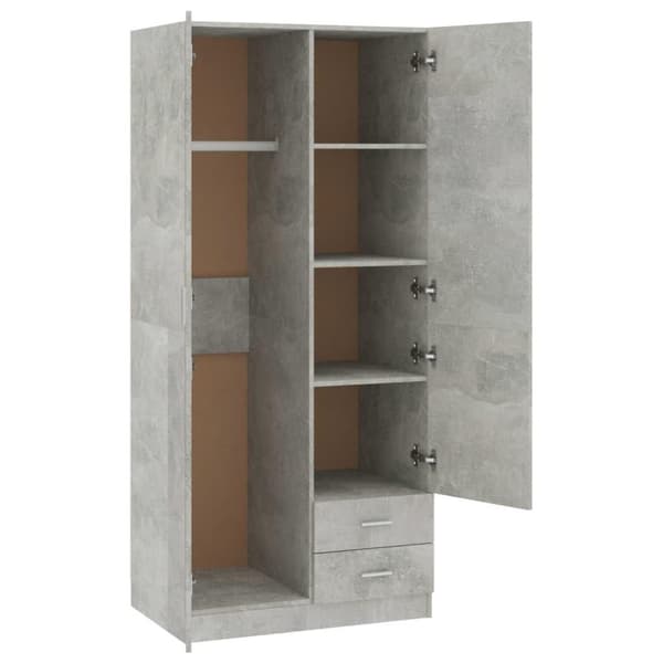 vidaXL klædeskab 80 x 52 x 180 cm spånplade betongrå