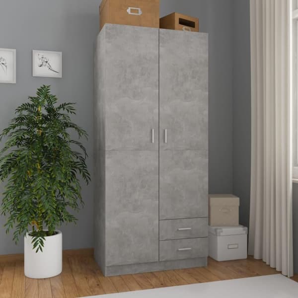 vidaXL klædeskab 80 x 52 x 180 cm spånplade betongrå
