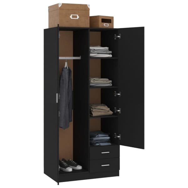 vidaXL Garderobe svart 80x52x180 cm sponplate