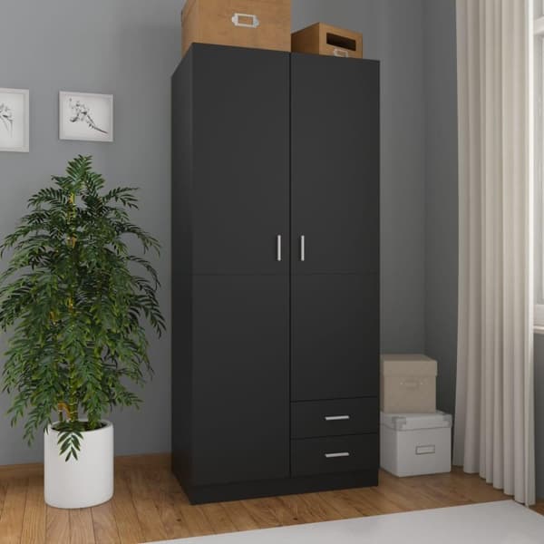 vidaXL Garderobe svart 80x52x180 cm sponplate