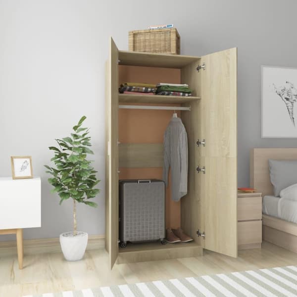 vidaXL Garderobe sonoma eik 80x52x180 cm sponplate