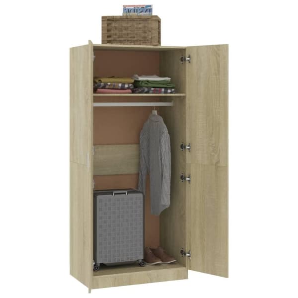 vidaXL Garderobe sonoma eik 80x52x180 cm sponplate