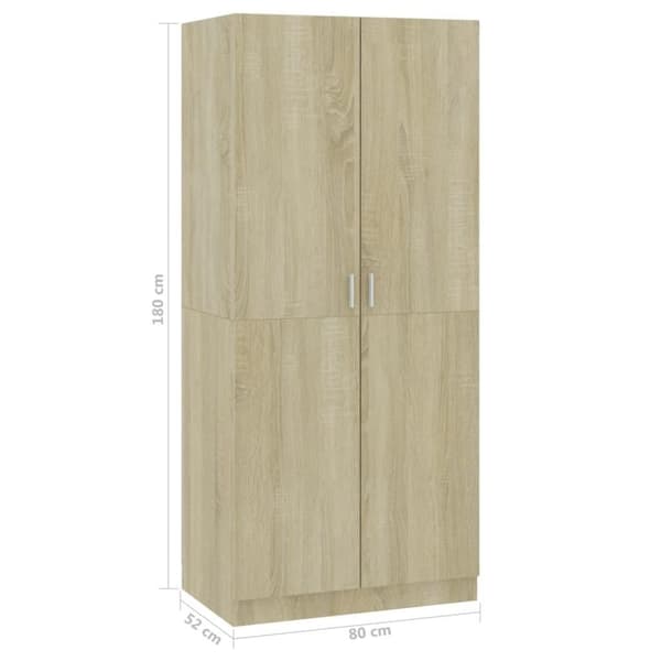 vidaXL Garderobe sonoma eik 80x52x180 cm sponplate