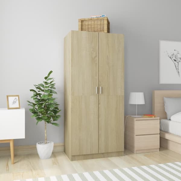 vidaXL Garderobe sonoma eik 80x52x180 cm sponplate