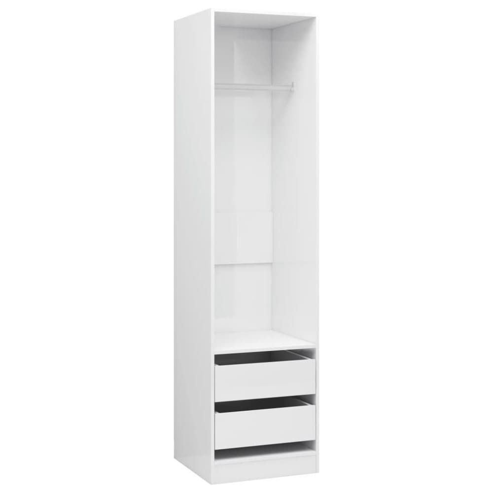 vidaXL Garderob med lådor vit högglans 50x50x200 cm spånskiva