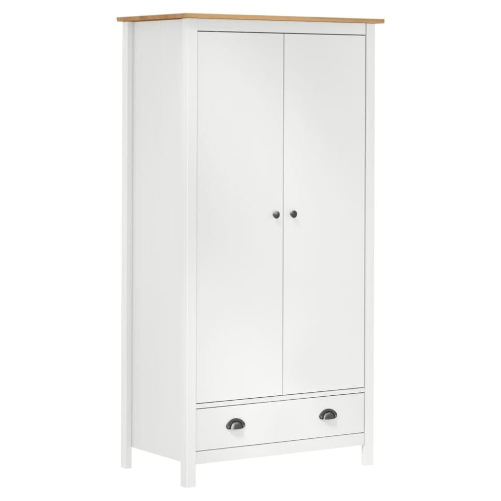 vidaXL Garderob 2 dörrar Hill Range vit 89x50x170 cm massiv furu