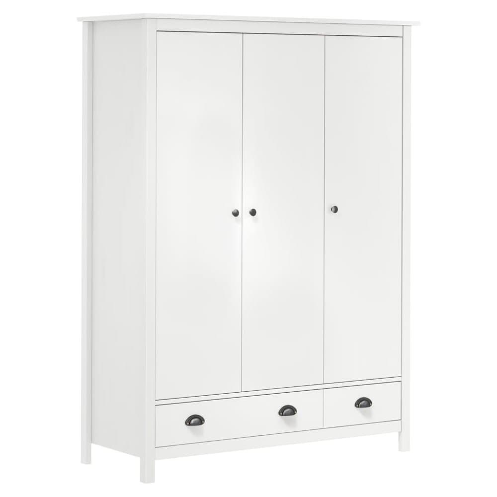 vidaXL Garderob 3 dörrar Hill Range vit 127x50x170 cm massiv furu