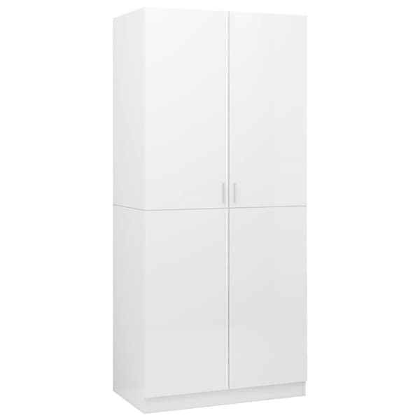 vidaXL klædeskab 80 x 52 x 180 cm spånplade hvid højglans