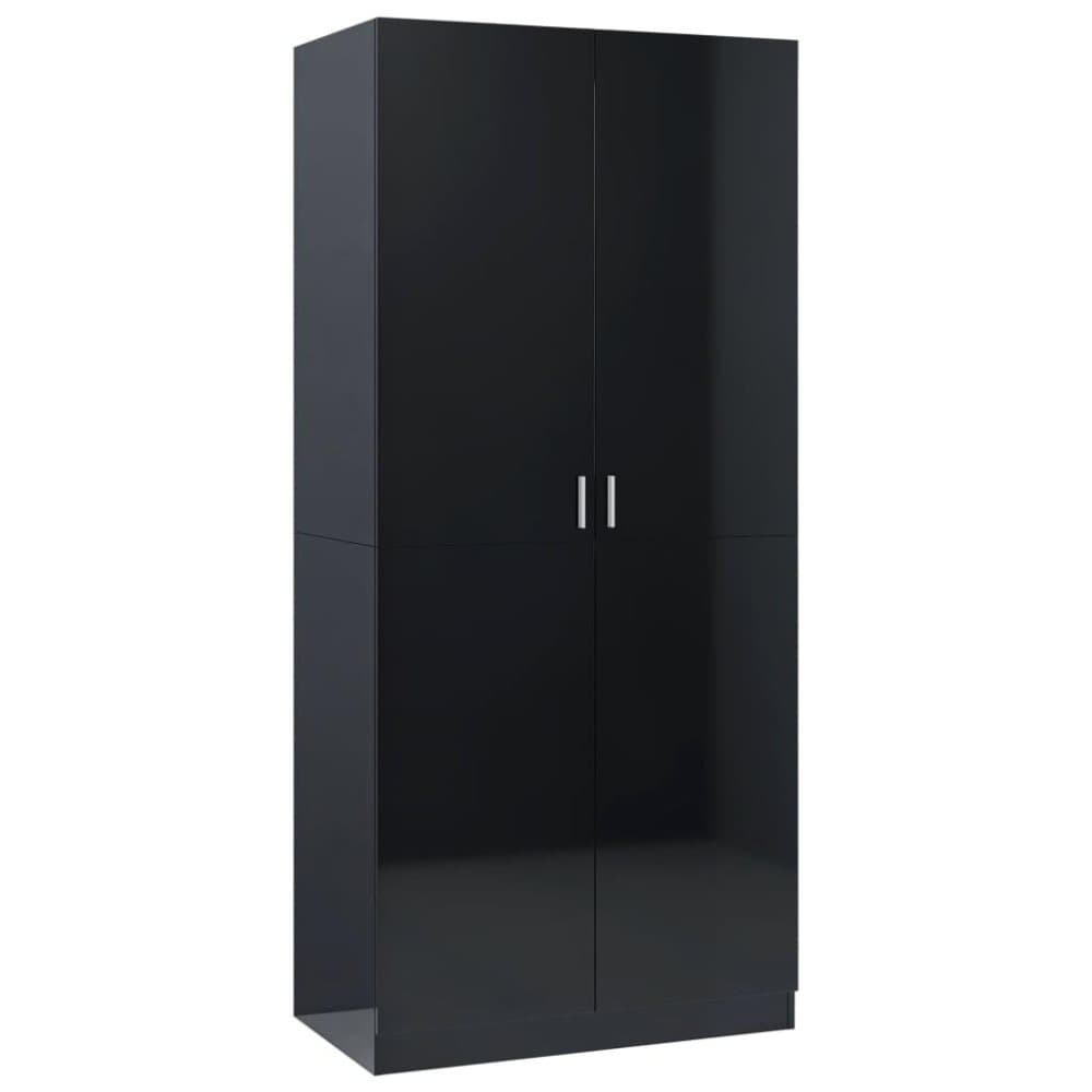 vidaXL Garderob högglans svart 80x52x180 cm spånskiva