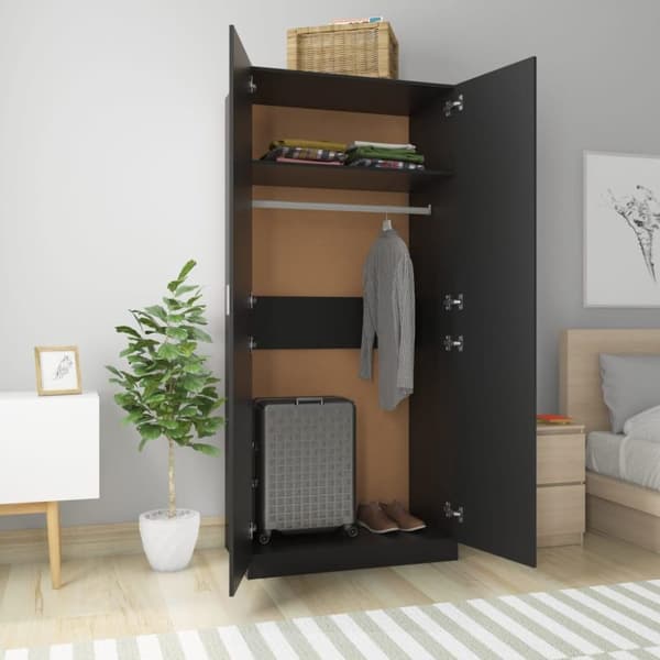 vidaXL klædeskab 90 x 52 x 200 cm spånplade sort