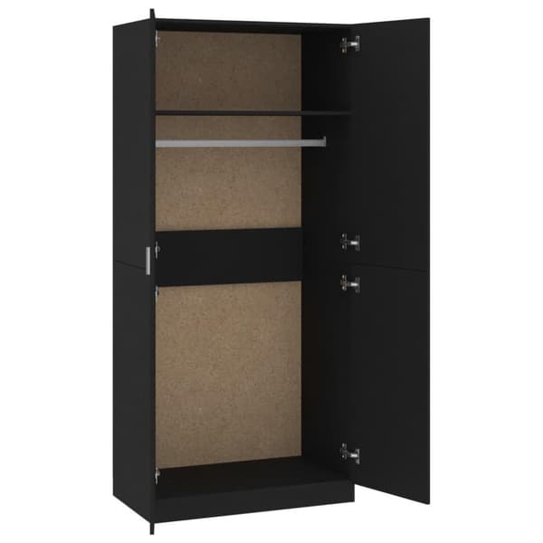 vidaXL klædeskab 90 x 52 x 200 cm spånplade sort