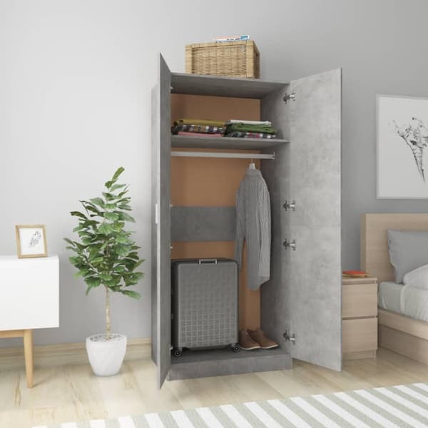 vidaXL Garderobe betonggrå 80x52x180 cm sponplate