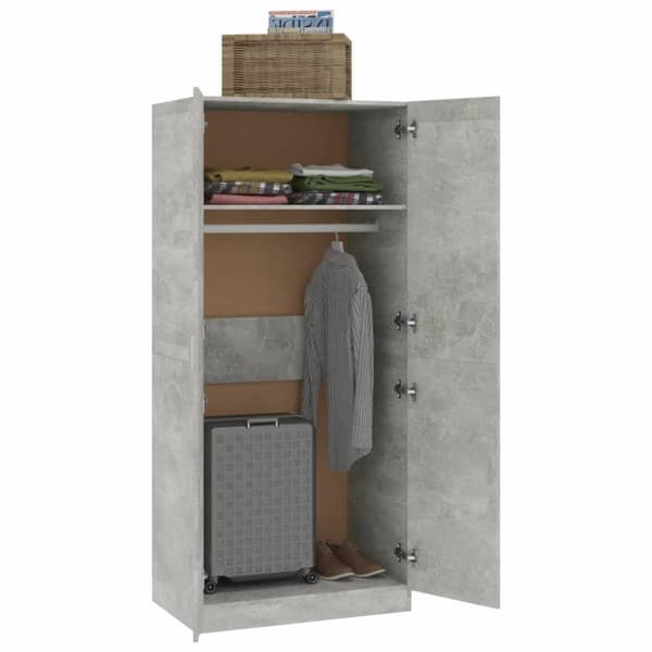 vidaXL Garderobe betonggrå 80x52x180 cm sponplate