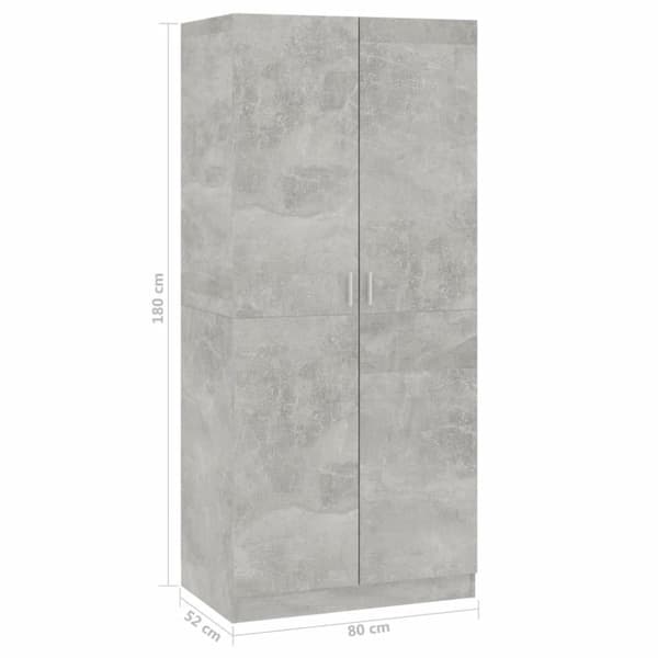 vidaXL Garderobe betonggrå 80x52x180 cm sponplate