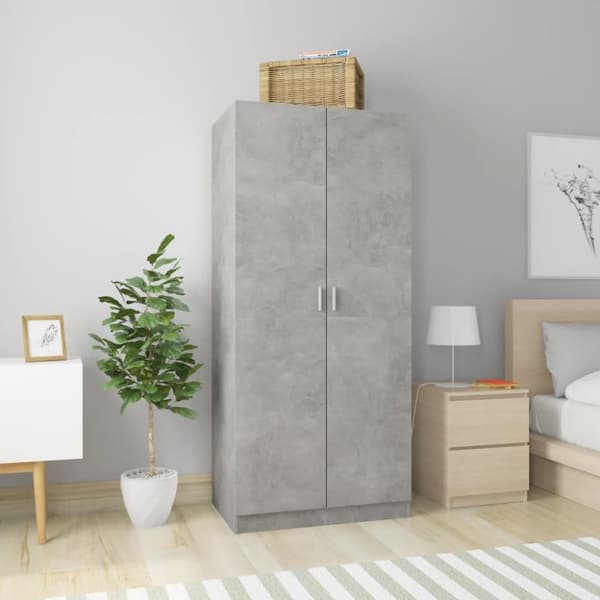 vidaXL Garderobe betonggrå 80x52x180 cm sponplate