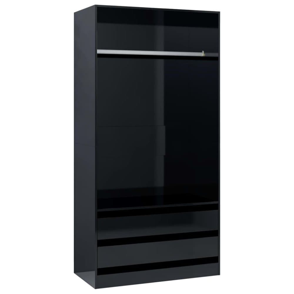 vidaXL Garderob svart högglans 100x50x200 cm spånskiva