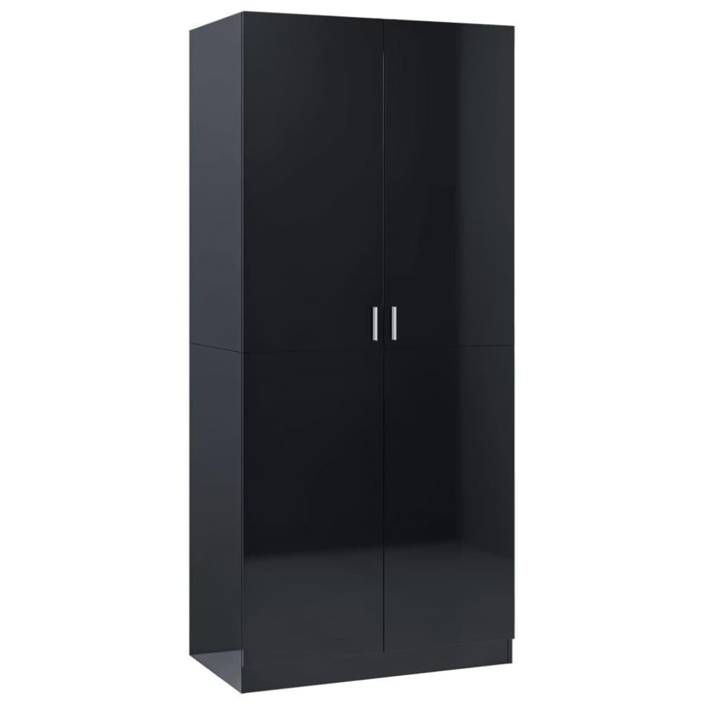 vidaXL Garderob svart högglans 90x52x200 cm spånskiva