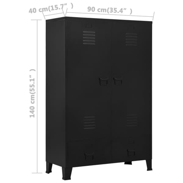 vidaXL Vaatekaappi teollinen musta 90x40x140 cm teräs