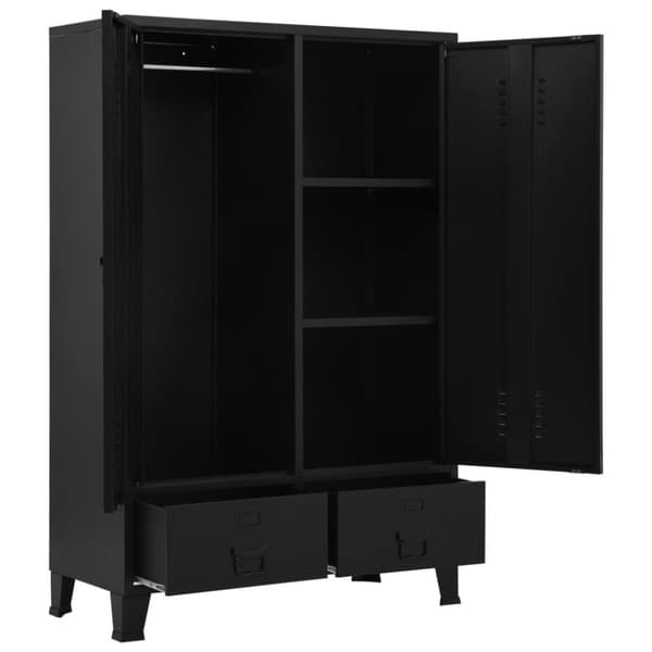 vidaXL Vaatekaappi teollinen musta 90x40x140 cm teräs