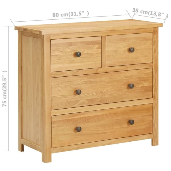 vidaXL kommode 80x35x75 cm massivt egetræ