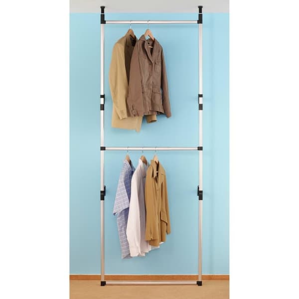vidaXL Teleskopisk garderobesystem med stenger aluminium