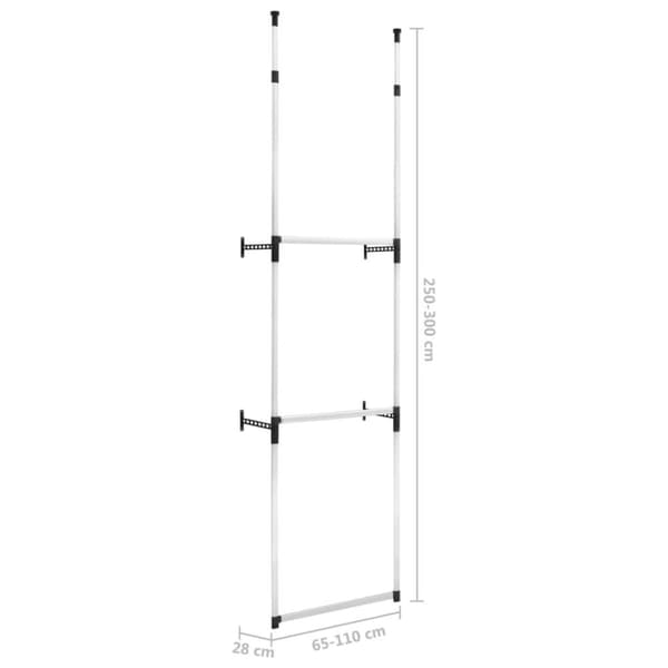 vidaXL Teleskopisk garderobesystem med stenger aluminium