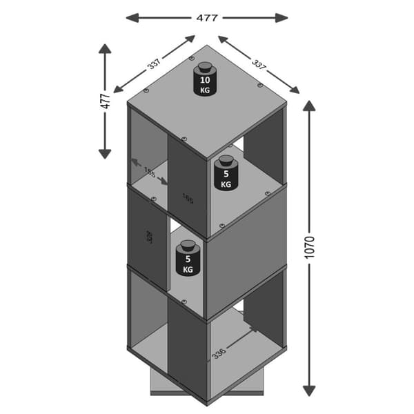 FMD Roterende arkivskap åpen 34x34x108 cm betonggrå