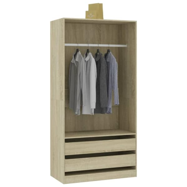 vidaXL Garderob sonoma-ek 100x50x200 cm spånskiva