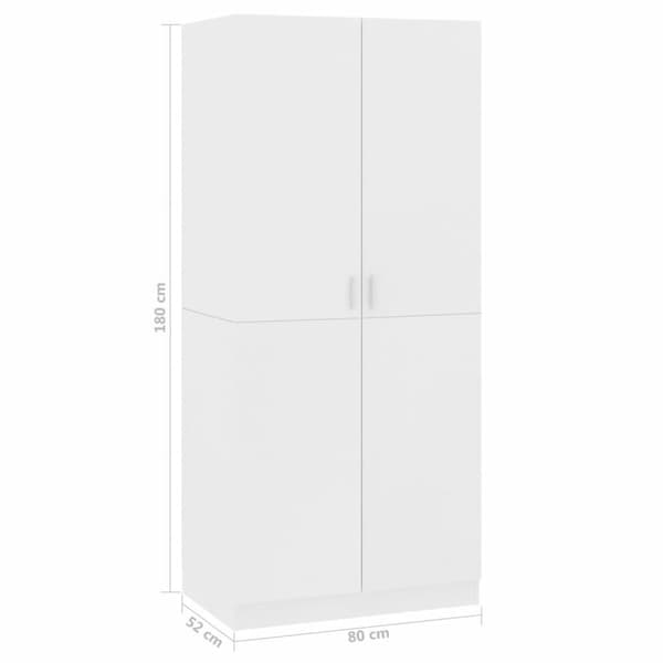 vidaXL klædeskab 80 x 52 x 180 cm spånplade hvid