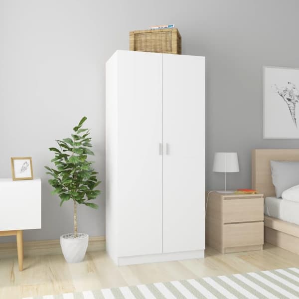 vidaXL klædeskab 80 x 52 x 180 cm spånplade hvid
