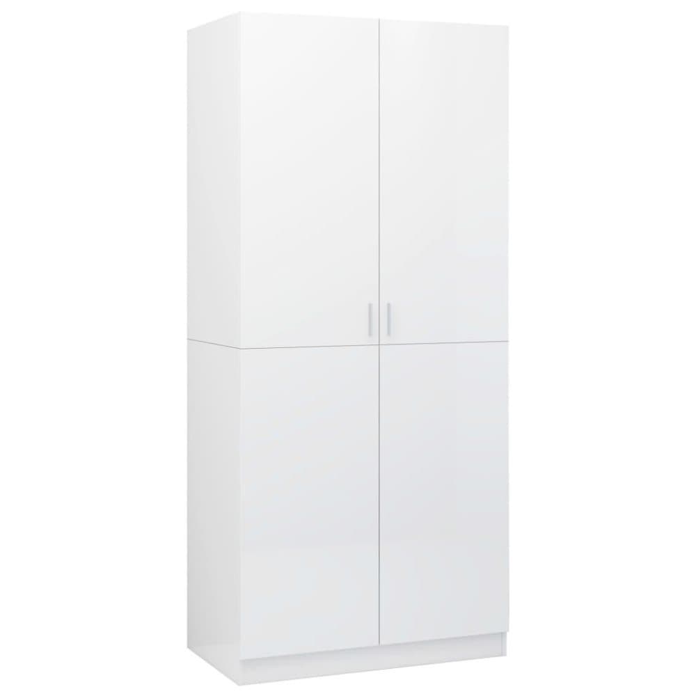 vidaXL Garderob vit högglans 90x52x200 cm spånskiva