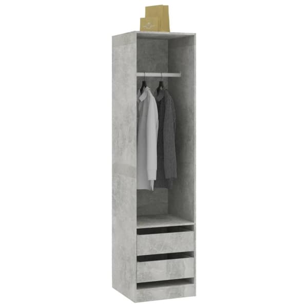vidaXL Garderobe med skuffer betonggrå 50x50x200 cm sponplate