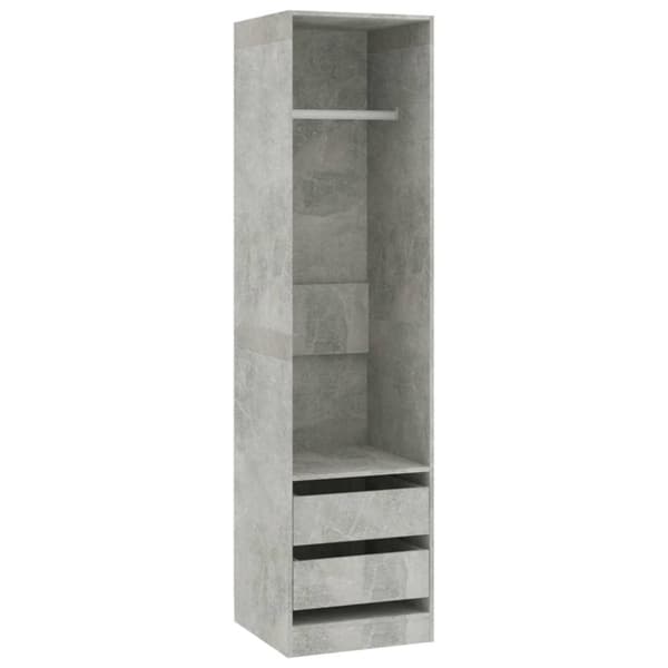 vidaXL Garderobe med skuffer betonggrå 50x50x200 cm sponplate