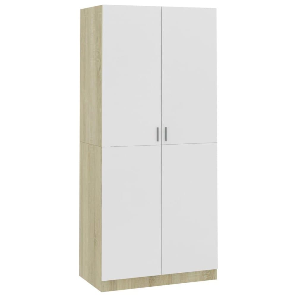 vidaXL Garderob vit och sonoma-ek 90x52x200 cm spånskiva