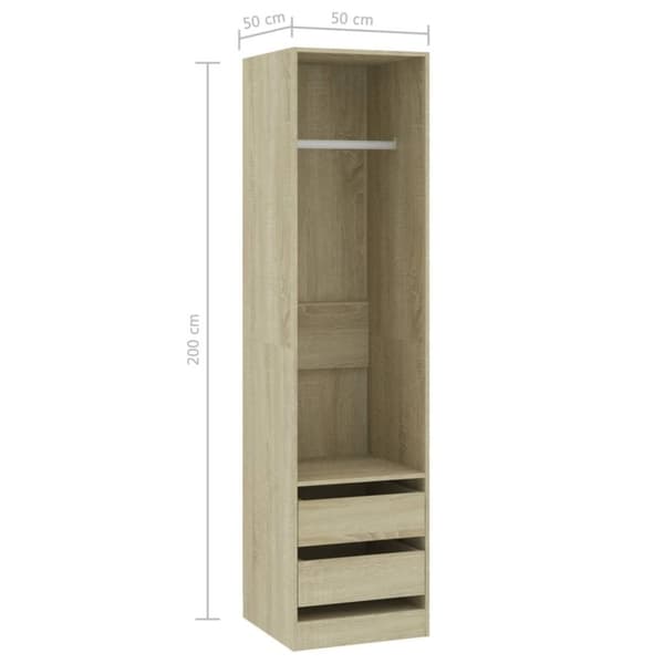 vidaXL Garderobe med skuffer sonoma eik 50x50x200 cm sponplate
