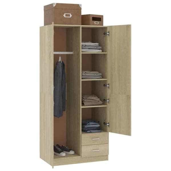 vidaXL klædeskab 80 x 52 x 180 cm spånplade sonoma-eg