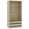 Miniatyrbillede 2 af 9: vidaXL klædeskab 100 x 50 x 200 cm spånplade sonoma-eg