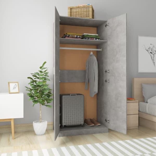 vidaXL Garderobe betonggrå 90x52x200 cm sponplate
