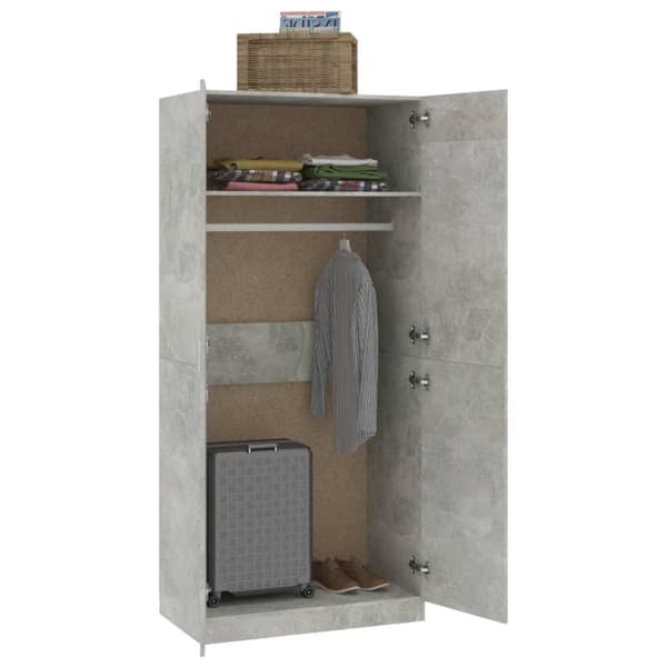 vidaXL Garderobe betonggrå 90x52x200 cm sponplate