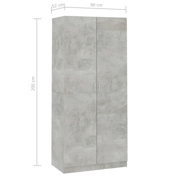 vidaXL Garderobe betonggrå 90x52x200 cm sponplate