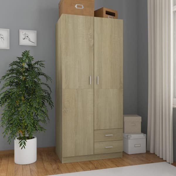 vidaXL Garderob sonoma-ek 80x52x180 cm spånskiva