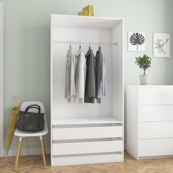 vidaXL klædeskab 100 x 50 x 200 cm spånplade hvid