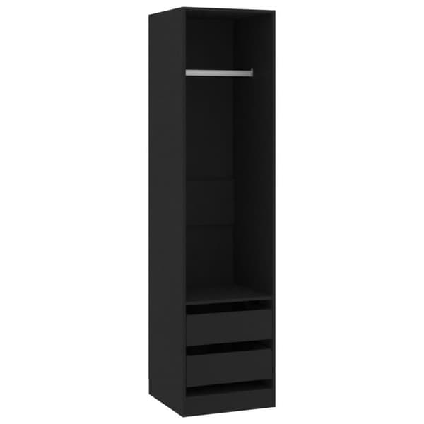 vidaXL Vaatekaappi vetolaatikoilla musta 50x50x200 cm lastulevy