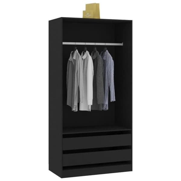 vidaXL Garderob svart 100x50x200 cm spånskiva