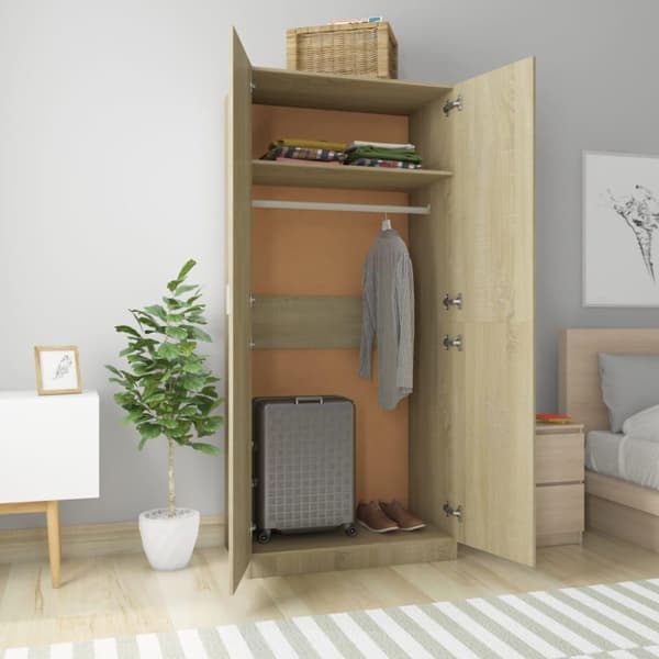 vidaXL Garderobe sonoma eik 90x52x200 cm sponplate
